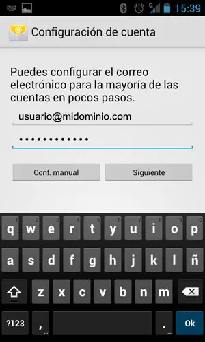 Paso 2 - configurar cuenta de correo en Android