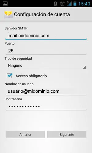 Paso 5 - configurar cuenta de correo en Android