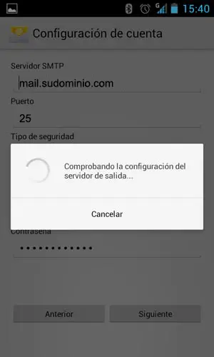 Paso 6 - configurar cuenta de correo en Android