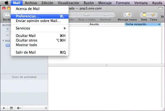 Paso 1 -configurar correo electronico en Mail Mac OS