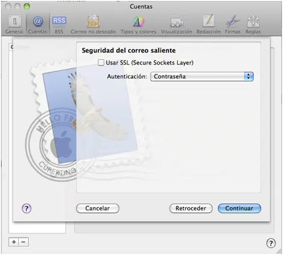 Paso 7 - configurar correo electronico en Mail Mac OS