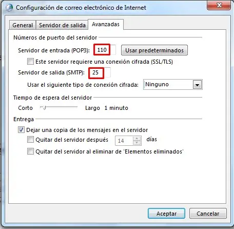SMTP - Revisar configuración en Microsoft Outlook